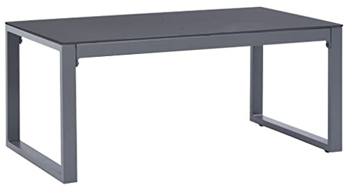 ROMHZKS Table basse vintage en aluminium et verre, table d'appoint robuste pour terrasse, jardin et salon