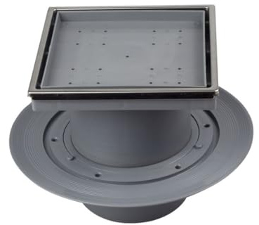 MD Technic Confluo 15x15 cm Vertikal DN 50 / DN 110 Plate | Bodenablauf, Punktablauf wählbare Abdeckungen u. Ablaufgarnitur, Vertikal/Senkrecht