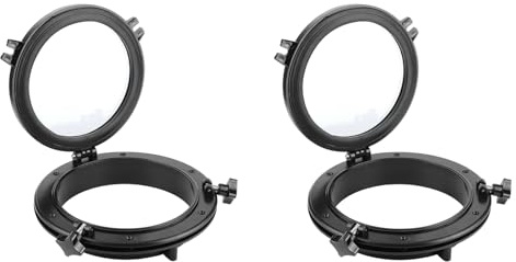 Yctze 2PCS 10in Marine Oblò Rotondo Nero Oblò Stalinite Finestra Universale Marine Hatch Oblò Finestra per Barca Yacht