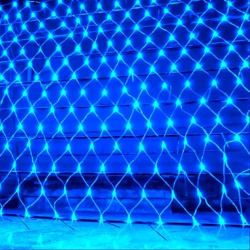 SUAVER LED Christmas Net Lights, Battery Operated Net String Lights Waterproof Mesh Curtain Lights 8 Modes Fairy Light for Christmas Tree Bush Garden Backyard Décor (Blue, 3x2m 192LED)