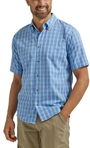 Wrangler Authentics Men's Short Sleeve Classic Plaid Shirt, Rivera, XXXL