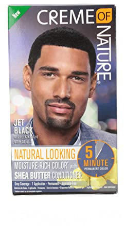 Creme of Nature Permanent-Haarfarbe für Herren, feuchtigkeitsspendend, Farbe Schwarz (Jet Black)