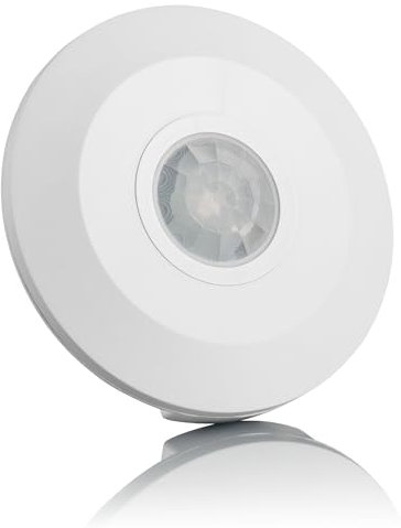 SEBSON® Bewegungsmelder Innen, Aufputz Decken Montage, programmierbar, Infrarot Sensor, Reichweite 6m / 360°, Bewegungssensor LED geeignet, 3-Draht