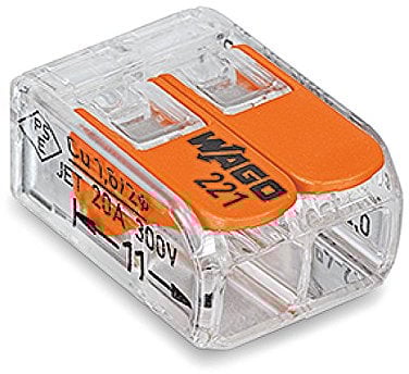 Wago, Verbindungsklemmen, 221-412, 2-Wege-Klemmen, 1 bis 100 Stück, orange, 221-412