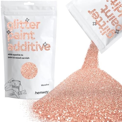 Hemway Glitter Paint Additive - Rose Gold | Microfine Metallic Flakes for Adding Sparkle to Paints & Wood Varnish | Add to Emulsion, Acrylic & Latex for Indoor Sparkly Walls | 100 g