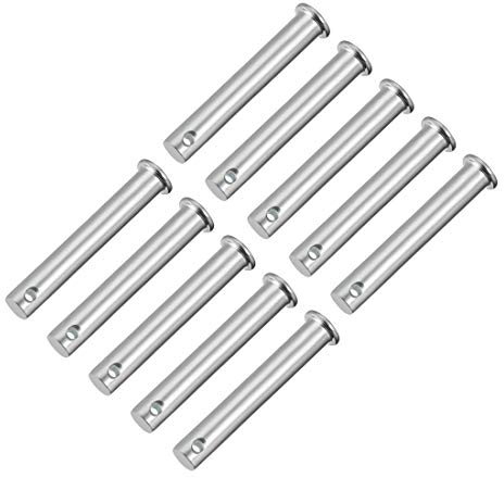 sourcing map Einloch-Gabelkopfstifte, 10 mm x 55 mm, flacher Kopf, verzinkter Stahl, 10 Stück