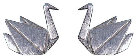 NicoWerk Damen Silber Ohrstecker Origami Kranich aus 925 Sterling Silber Abstrakt Gebürstet Matt Schlicht SOS394