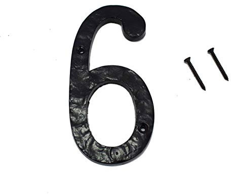 WIGANO 5.5Hotel House Door Numbers Cast Iron Black (6 (Six))