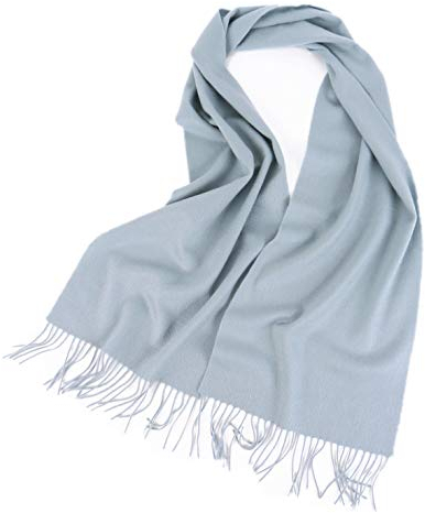 Prettystern 100% Kaschmir-Schal für Damen Herren Einfarbig lange Fransen cashmere scarf 30 hell grau-grün