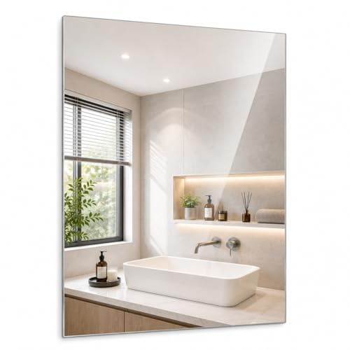 Your-Homestyle Kristallspiegel/Wandspiegel/Badspiegel Rahmenlos ohne Facette Mirror Made in Germany incl. Befestigungsmaterial (60x40)