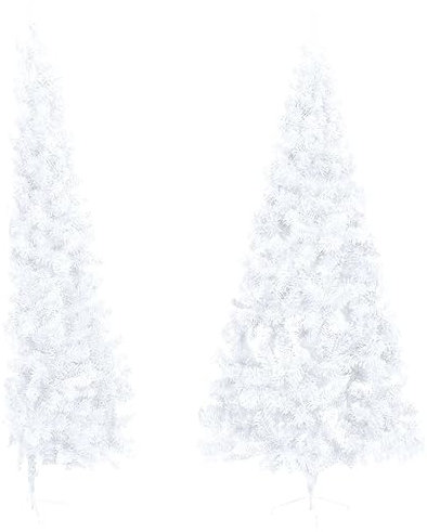 vidaXL Albero di Natale Artificiale a metà Supporto Decorazioni Natalizie Illuminazione Addobbi Feste FESTIVITÀ Invernali Bianco 240 cm in PVC