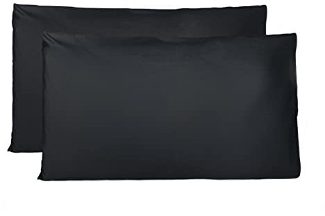Coppia di Federe 100% Puro Cotone 50X70 CM, Set di 2 Tessuti per Cuscino Letto Made in Italy, Chiusura a Busta, Tinta Unita, Misura Standard - Nero