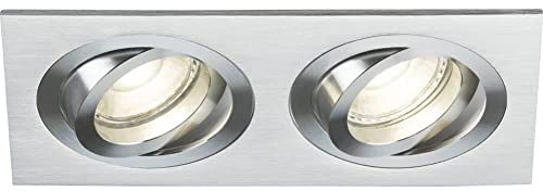 Knightsbridge GU10 Ambar Twin Tilt Square Downlight Brushed Chrome