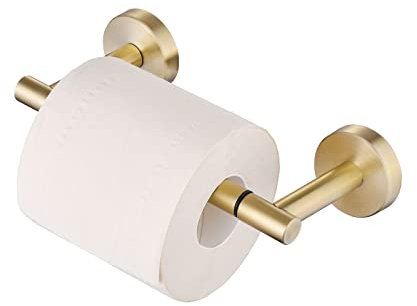 Toilet Roll Holder, NEWRAIN Bathroom Toilet Roll Holder Wall Mounted, Tissue Roll Holders Loo Roll Holder Brushed Gold