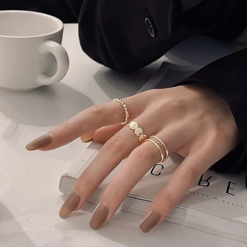 Ring, Unisex Netz Rot mit dem gleichen Design Sense Twist Pailletten Dreiteiliger Ring Temperament Zeigefinger Ring Temperament Freundgeschenk (b) (Color : Rosso)