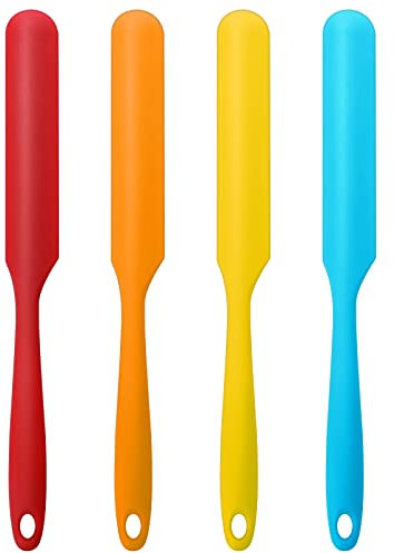 4PCS Silicone Spatula Waxing Applicator Applicator Spatula Reusable Scraper Hard Wax Sticks Silicone Resin Stir Sticks Non Stick Wax Spatulas for Home Salon Body Use (Orange/Blue/red/Yellow)