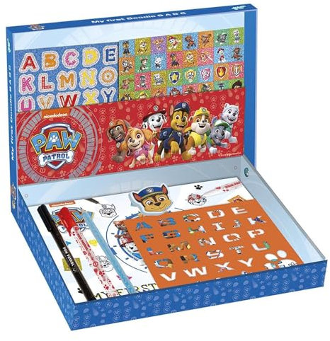 Totum 722071 Paw Patrol ABC-Kreativset für Schriftsteller, Stifte, Aufkleber, Schablonen, Radiergummi und Übungsbuch mit Vorlagen zum Nachzeichnen mit wunderschönem Paw Patrol-Charaktermotiv