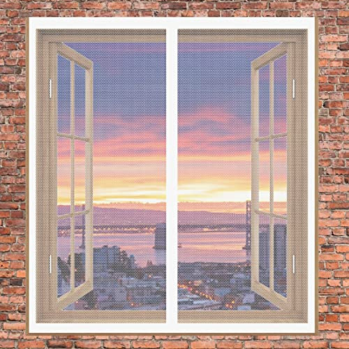Fliegengitter Fenster Mückengitter 55 x 75 cm Fliegengitter Für Fenster Kein Stanzen Erforderlich Easy Install Magnetvorhang Für Balkontür Terrassentür, Weiß