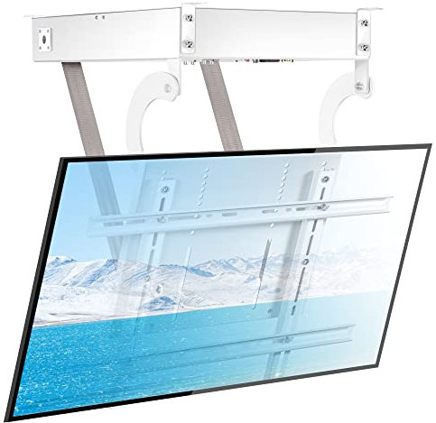 BAOSHISHAN Soporte de techo para TV de 32 a 85 pulgadas, soporte de techo motorizado para TV con control remoto, hasta 132 libras, VESA máximo 700 x 450 mm, blanco