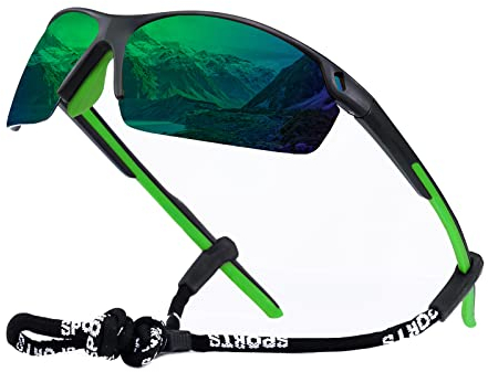 OKH Polarised Cycling Glasses TR90 Unbreakable Frame for Men Women Unisex UV400 Protection Shades Sports Sunglasses Eyeglasses（Green Lens）