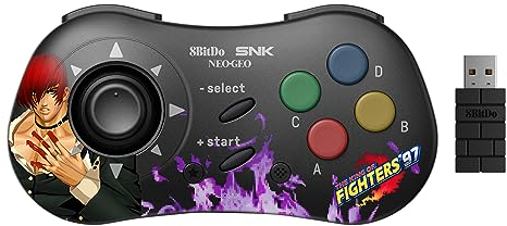 8Bitdo Controlador Bluetooth Iori Yagami Estilo SNK Neo Geo CD, Compatible con PC Windows, Android y Neo Geo Mini