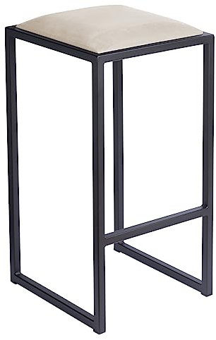Barhocker Schwarz ohne Lehne 64 cm - Metall Barstuhl mit Gepolstertem Sitz - Loft Style