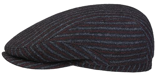 Stetson Woolen Stripe Driver Flatcap - Klassische Form - Gestreift Mehrfarbig - Herren - Schiebermütze mit Baumwollfutter - Herbst/Winter - Made in Germany dunkelblau 60 cm