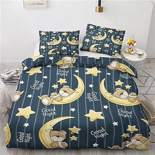 Bettwäsche 135x200 MondbäR 3D Druck Bettbezüge und 2 Kissenbezug 80x80 Kuschelig Atmungsaktive Bettwäsche Set 3 Teilig mit Reißverschluss