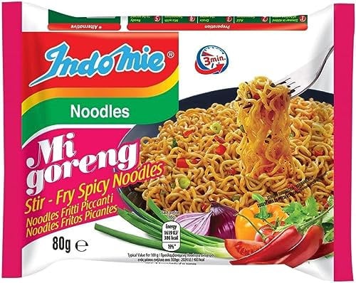 Indomie Mi Goreng Stir Fry Spicy Noodles 80g Pack of 40 by Purple Pantry Foods