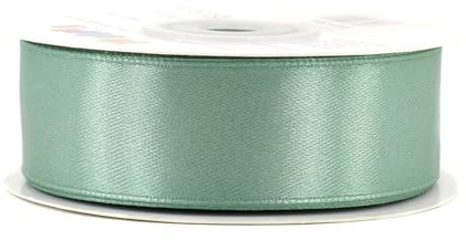 Satinband 25mm x 25m Rolle - FARBAUSWAHL in 3/6/12/18/25/38/50/75/100mm - farbecht & waschbar - Schleifenband für Hochzeit - Geschenkband zum Verpacken Dekorieren Basteln - Eukalyptus 509