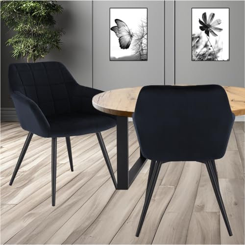 STADO® Wohnzimmerstühle Esszimmerstühle Küchenstühle Polstersessel Polsterstuhl 2 Stück Schwarz