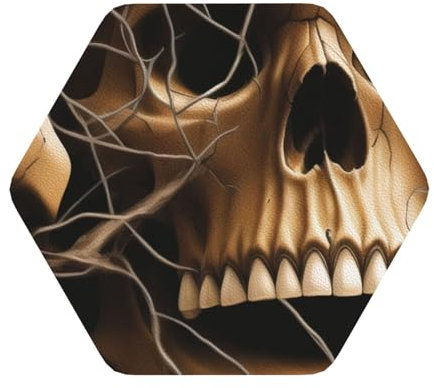 Lot de 6 sous-verres hexagonaux en PVC imprimé tête de mort