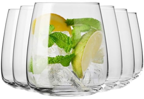 Krosno Gläser für Wasser, Säfte und andere Getränke | Elegantes Design | 6er-Set | Fassungsvermögen 470 ml | Moderne Kollektion | Ideal für Zuhause, im Restaurant und auf Partys | Spülmaschinenfest