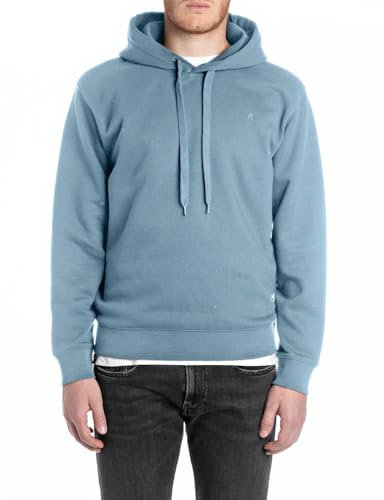 Replay Herren Hoodie Sportlich, Steel Blue 388 (Blau), M