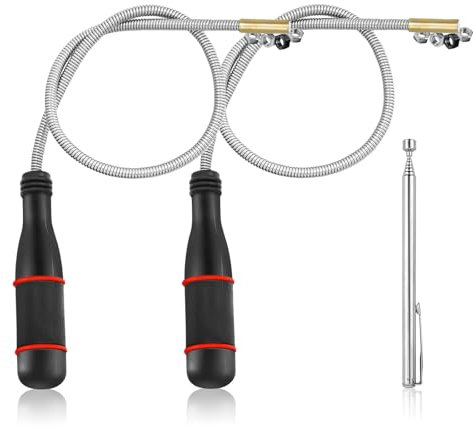 3 Pcs Telescopic Magnetic Pickup Tool, Extendable Magnet Includes Strong Magnet Stick Pen 65cm and Flexible Grabber Pickup Tool 59cm for Hard to Reach Car Keys Small Parts
