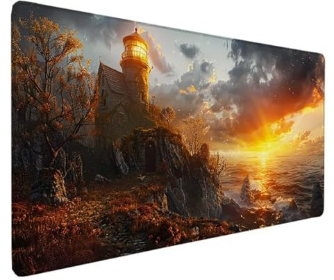 Tapis de Souris XXL 900 x 300MM, Tapis de Souris Gamer Jaune Tapis de Bureau Coucher De Soleil Mouse Pad Antidérapant Étanche, Bords Cousus Tapis de Bureau Gaming Pour la Bureau, Jeux, Maison Déco Y-E