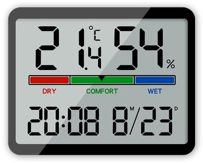 Kinberry Indoor Digital Thermometer Hygrometer Ambient Thermostat Wall Thermometer Indoor,Accurate Humidity Gauge Room Thermometer Monitor with Clock for Home Office Greenhouse Basement Babyroom