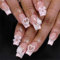 Kabwea Lot de 24 faux ongles à coller French Tip on Nails