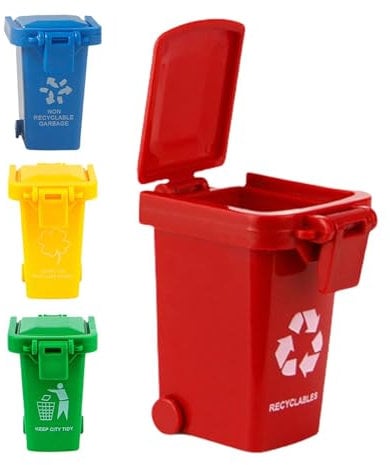 4Pcs -ni Trash Can Toy, ni Dustbin, ni Trash Can Rubbish, Storage Bin With FlipLid, Push Vehicles Garbage Cans, Curbside Vehicle Garbage Bins, Garbage Sorting Game Toy, Wheelie Bin For Kids