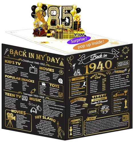 OLOSONG Geburtstagskarte zum 85. Geburtstag für Männer und Frauen, lustige 3D-Pop-Up-Geschenke zum 85. Geburtstag, Geschenke für Oma, Mutter, Vater, Back in 1940, Happy 85 Year Old Birthday