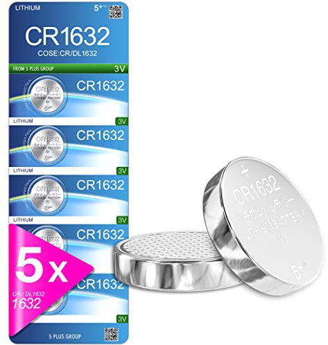 5Plus CR1632 3V Lithium Batteries (5 Pack) – DL1632 LM1632 Compatible, Long-Lasting Coin Cell for Watches, Remotes, Toys & More