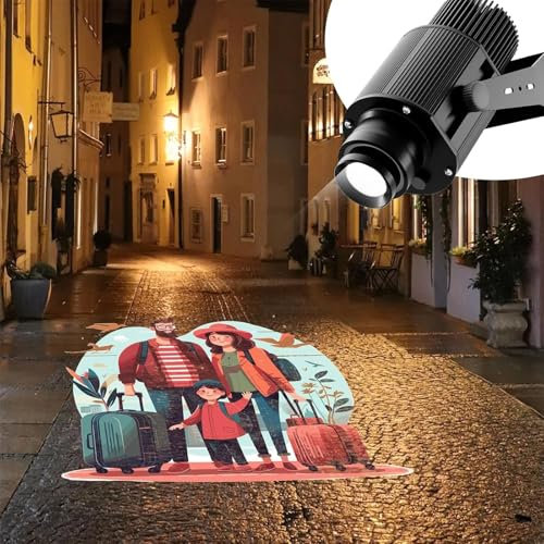 Projecteur Logo Publicitaire À LED HD, Projecteur Mural Et Sol Étanche IP67 avec Télécommande,Rotation À 360° Et Image Fixe,Indice Rendu des Couleurs :>95Ra,Distance Projection 1-30m,pour BarKTV
