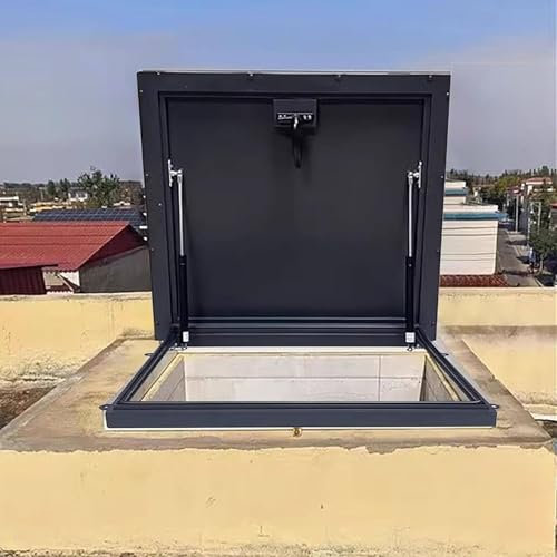 YLANMEI Galvanized Powder Coated Steel Roof Hatch - Basement Window Well Covers - Stainless Steel Roof Access Hatch Easy to Install,85x85cm