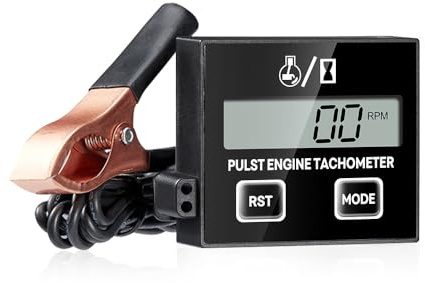 mizikuu Drehzahlmesser Motorsäge, Induktiver Digitaler Drehzahlmesser 2 Takt Digital Tachometer mit Stundenzähler Kleiner Motortachometer Batterie Austauschbar für Kettensäge Rasenmäher Motorräder