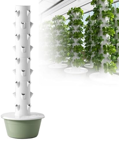 JJENXYYDS Vertikaler Hydroponik-Turm, Intelligentes Hydroponik-Anbausystem, mit Befeuchtungspumpe, Adapter, Netztöpfen, für die Dekoration im Innen- und Außenbereich, Kräuter, Obst und Gemüse,9Layers