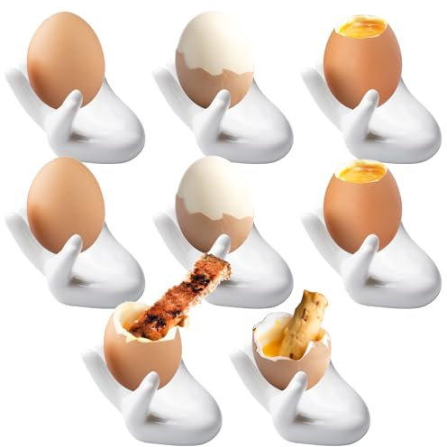 8PCS Eierbecher Keramik Weiß Lustig - Lustig Porzellan Eierständer, Porzellan Eierständer Für Ostern, Frühstück & Dekoration | Küchengeschenk Für Familie, Freunde & Kinder