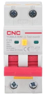 ZACUNXY Interruttore Magnetotermico, Magnetotermico YCB9LE-80M 2P 230V RCBO Interruttore differenziale con Protezione da sovracorrente e perdite 30mA MCB 6-63A(10A)