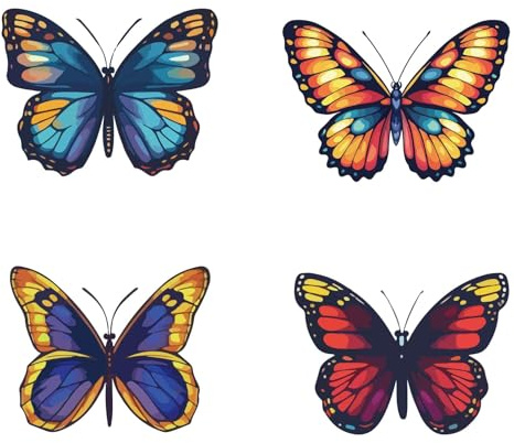 GORGECRAFT 4Pcs 16cm Butterfly Window Sticker Plastic PVC Waterproof Anti-Collision Reusable Static Round Spring Butterflies Insect Glass Sliding Door Decals Cling for Prevent Bird Home Office Decor