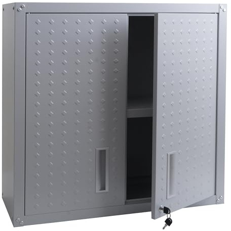 Mendler Armario colgante HWC-O52, armario de pared, estantería de almacenamiento, estantería con cerradura, acero 77 x 77 x 31 cm, color gris claro