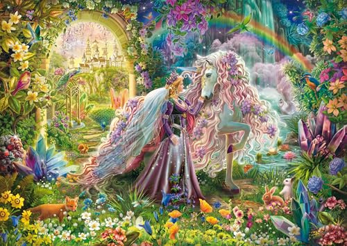 Schmidt Spiele 59718 Traumreise mit Einhorn, 500 Teile Puzzle, Pastellrosa, Pastellviolett, Pastellblau